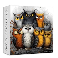 Whimsical Owls Jigsaw Puzzle 1000 Pieces, Funny Owl Puzzles for Adults Whimsy Bi