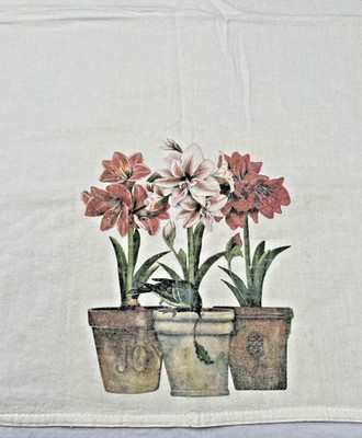 UNIQUE VINTAGE Curtain for kitchen with flower pot image - 30'' x 28''