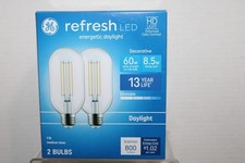 GE Refresh 60w LED 8.5w Bulbs T18 Medium Base Daylight Dimmable 2-Pack