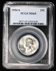 1954-S Washington Silver Quarter 25c PCGS MS65
