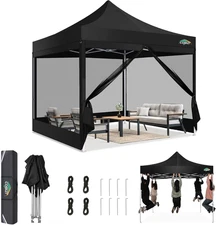 Canopy Tent 10X10 Heavy Duty, Pop up Gazebo with Netting Screened,Waterproof Ez 