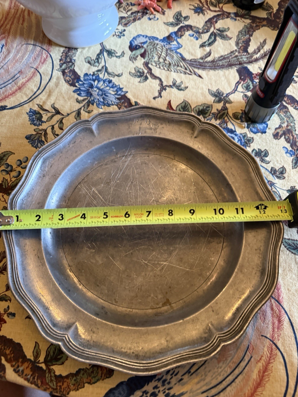 French, mid-to-late 18th century pewter plate/charger