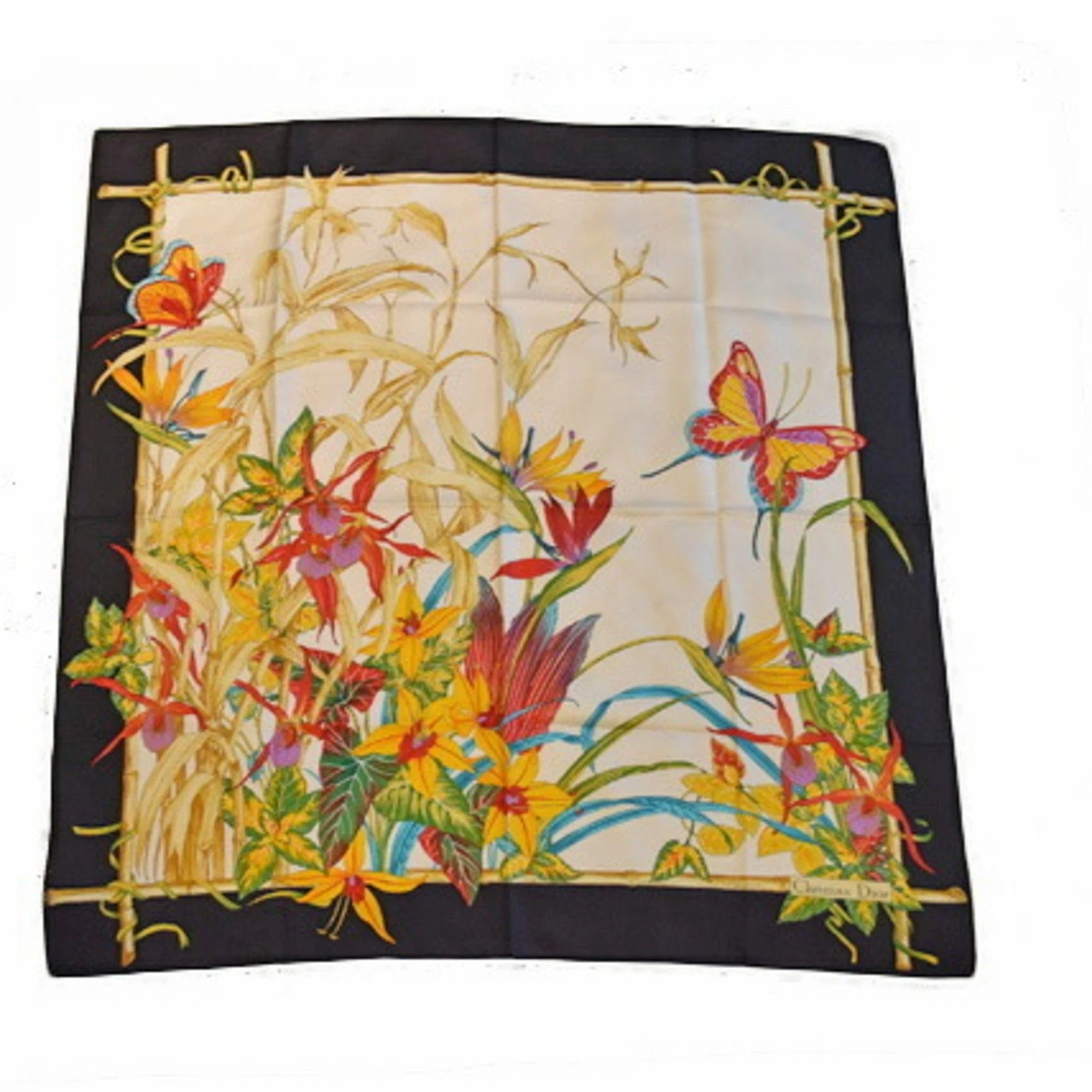 Foulard Dior multicolore en soie authentique