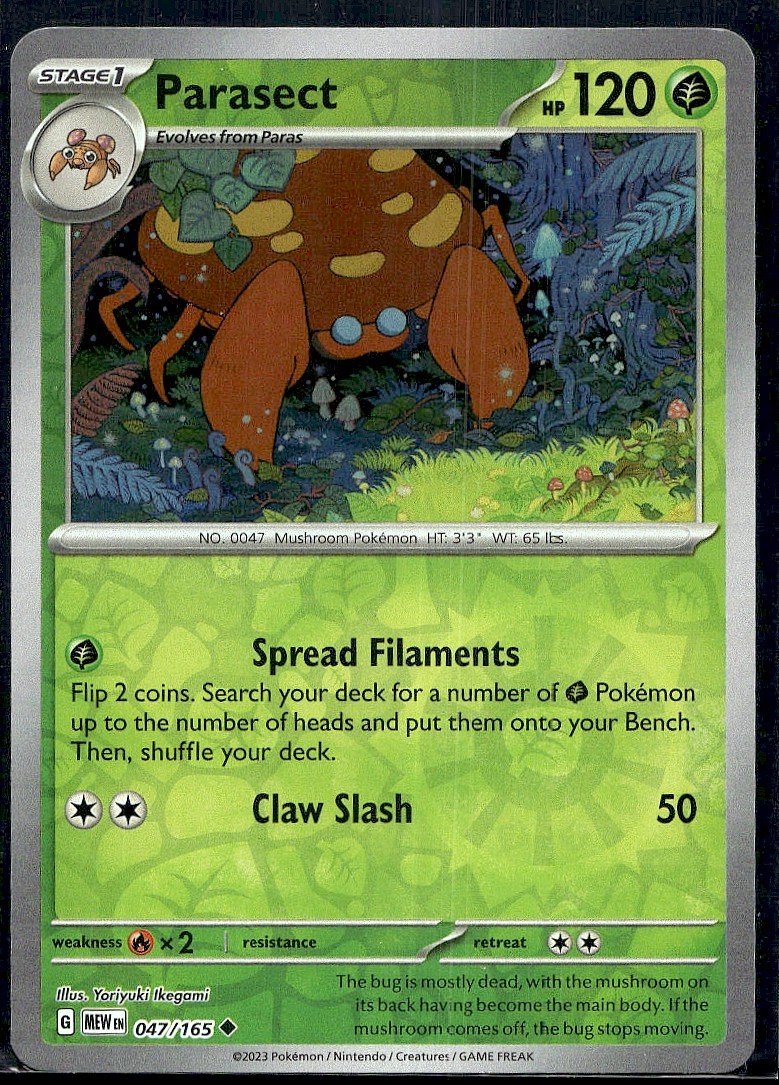 Parasect 047/165 Uncommon 151 Pokemon Reverse Holo Lightly Played