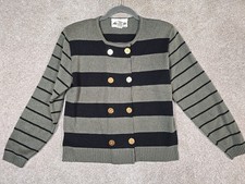 Ami Knits Vintage Sweater Cardigan USA Made Striped Professional Women's Size 12