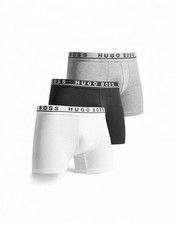 HUGO BOSS 100% Authentic Men’s Boxer Trunks 3-Pack – White Black Grey – Premium