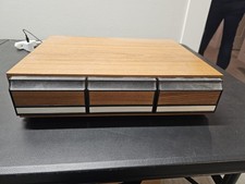 Vintage Cassette Tape Storage Box 36 Tapes Faux Wood Three Drawer