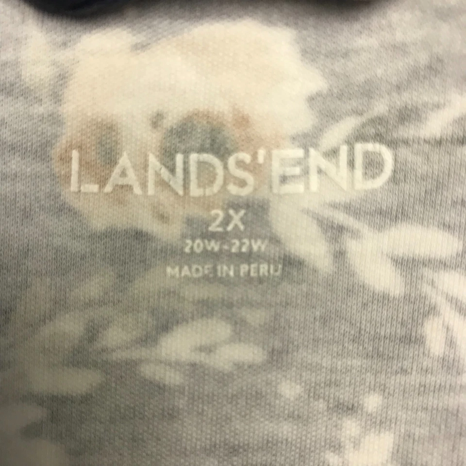 Vestido recto manga larga LANDS' END para mujer 2X 20W 22W azul floral cuello redondo Foto 2 de 4