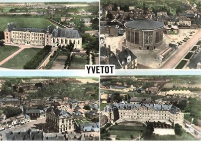 76 YVETOT AJ#MK642 SOUVENIR MULTI VIEWS L HOSPIZ L KIRCHE DAS KLOSTER PLACE DE