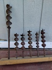 WOW Antique Barn Beam Auger Large Bits Hand Drill 2" Vtg Farm Tool Lot Of 6