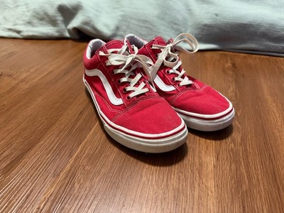 Vans Old Skool Red White Low Top Sneakers Mens 5.5 Womens 7 EU 37 Skate Shoes