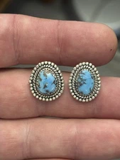 STERLING SILVER NATIVE AMERICAN SW GOLDEN HILLS TURQUOISE STUD POST EARRINGS 925