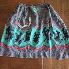 Vtg Art Deco Rockabilly Half Apron Dancing Couple Green, Black, Red / Read