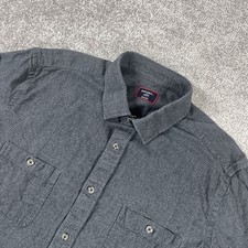 Untuckit Flannel Shirt Mens Large Hemsworth Herringbone Weave Cotton Gray