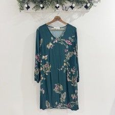 laurence tavernier Green Floral Shift Dress Long Sleeve Medium  6-5031