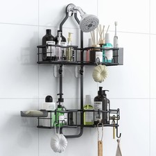 Hanging Shower Caddy Organizer Rustproof Over Shower Head Rack With Hooks Black