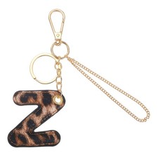 Initial Letter Keychain Letter Z - Leopard Alphabet Key Chain, Gold