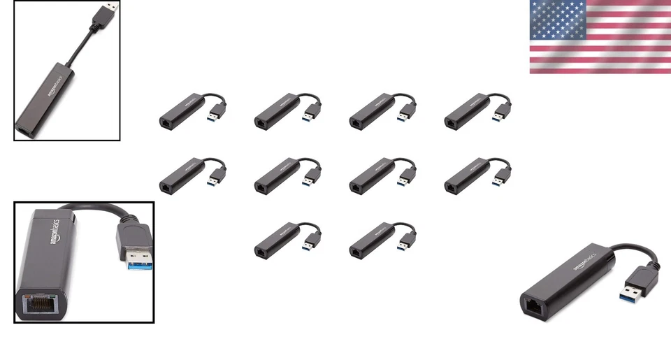 USB 3.0 to Gigabit Ethernet, 10-Pack, Black - Image 2 of 4