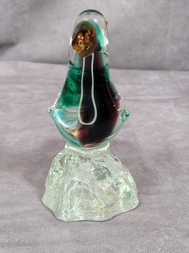 Murano Style Blown Glass Bird Figurine | Emerald Amethyst Amber | Vintage Art... - Picture 3 of 14