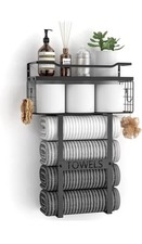 Wall Mounted Towel Rack for Bathroom - Bath Storage Holder Set Above Toilet Bath