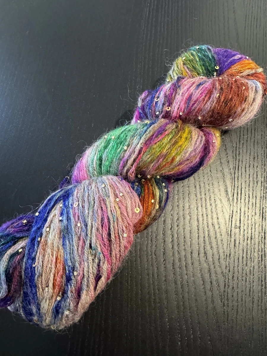 Hand Dyed Superwash Merino Wool Yarn Sport Light Worsted Sparkly Beaded 100g255m