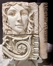 Greek Roman Girl Face 3-D Plaster Relief Wall Hanging Ready To Hang