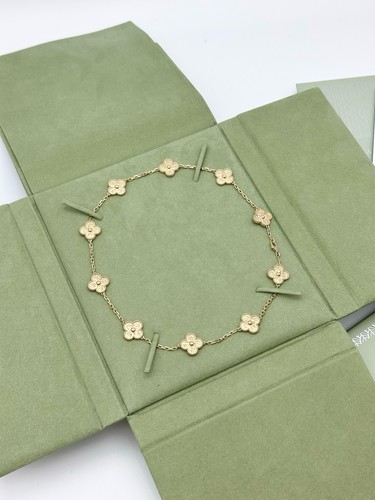Van Cleef & Arpels 18K Yellow Gold Alhambra 10 Motif Necklace Fine Jewelry