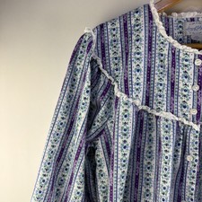 Lanz Of Salzburg Nightgown Purple Tyrolean Flannel Size M Eyelet Trim EUC
