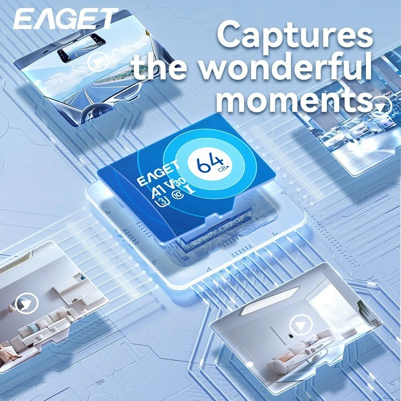 EAGET TF Card 32G 64G 12G 256G Memory Card U3 V30 A1 USH-I C10 Camera MinSD Card - Image 3 of 4