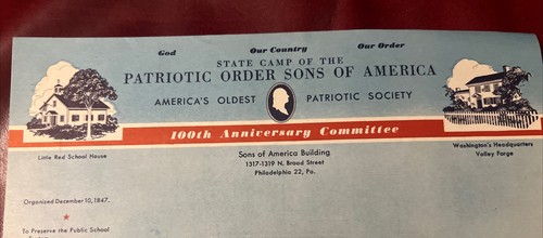 1946 Ordine Patriottico Figli d'America Lettera Pennsylvania State Camp Filadelfia - Foto 2 di 3