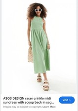 ASOS Women's Green Midi Dress With Scoop Back Sage Green Size S