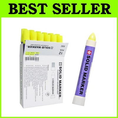 Permanent Marker Pens - Bright Fluorescent Yellow - 12 Pack