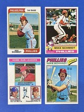 MIKE SCHMIDT 1974 Topps #283, 1976 Topps #480 & #193, and 1977 Topps #140
