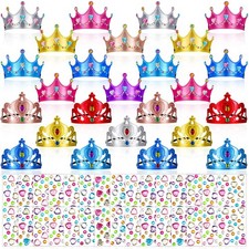 Yaomiao 66 Pcs Foam Princess Tiaras DIY Crowns Kids Party Favors Craft Crystal