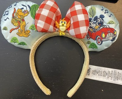 Disney Parks Runaway Railway Picnic Minnie Ears Headband Excellent Rare