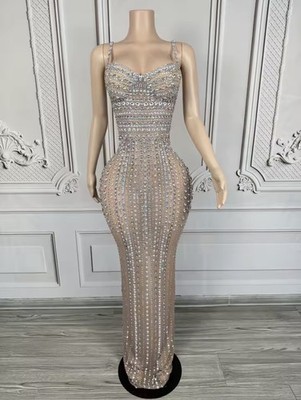 Glitzerndes langes Trägerkleid, Hochzeit Empfangskleid, Brautkleid, Abschlussball Partykleid