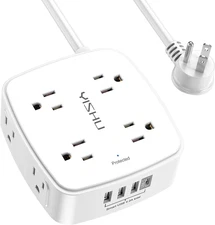 10Ft Surge Protector Power Strip - 3 Side Outlet Extender w/ 8 Widely AC Outlets