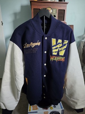 XL Wolverine Varsity Jacket with Embroidered Logo and Contrast Sleeves