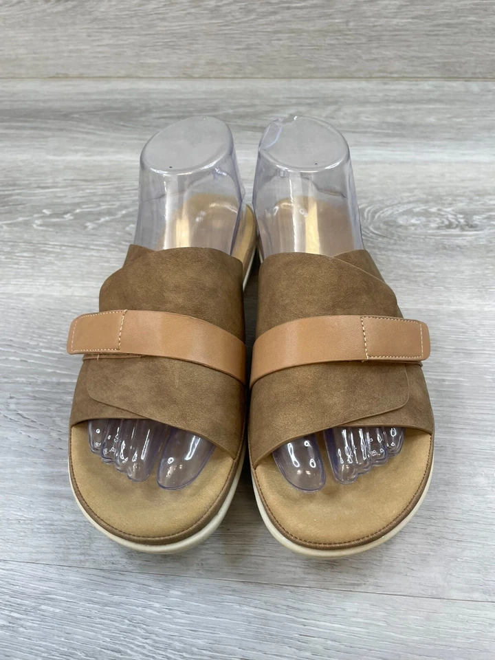 Taryn Rose Bellan Women's Sandals 9 Brown Leather Slip On  Slide Comfort Shoes - Image 2 of 4