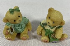 Cherished Teddies 1998 Irish Good Luck Lucky Charm bears mini figurines set of 2