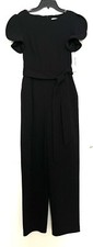 CALVIN KLEIN FLUTTER SPLIT SLEEVE BELTED CROPPED JUMPSUIT, BLACK, SIZE 2 NWT