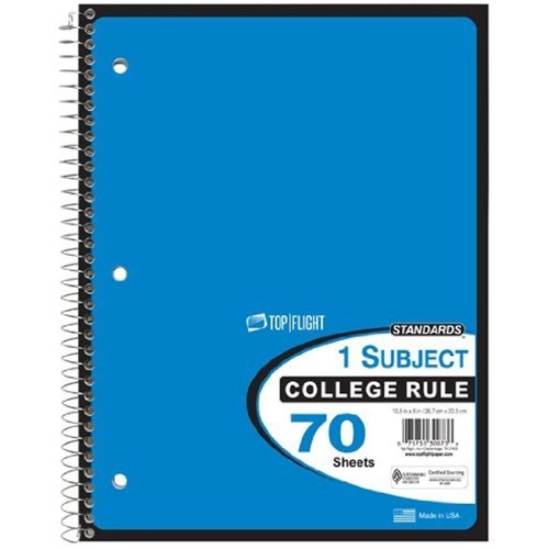 Top Flight Spiral Notebook COLLEGE 1 Subject 70 Sheets Assorted Colors 5 PACK - 第 3/6 張圖片