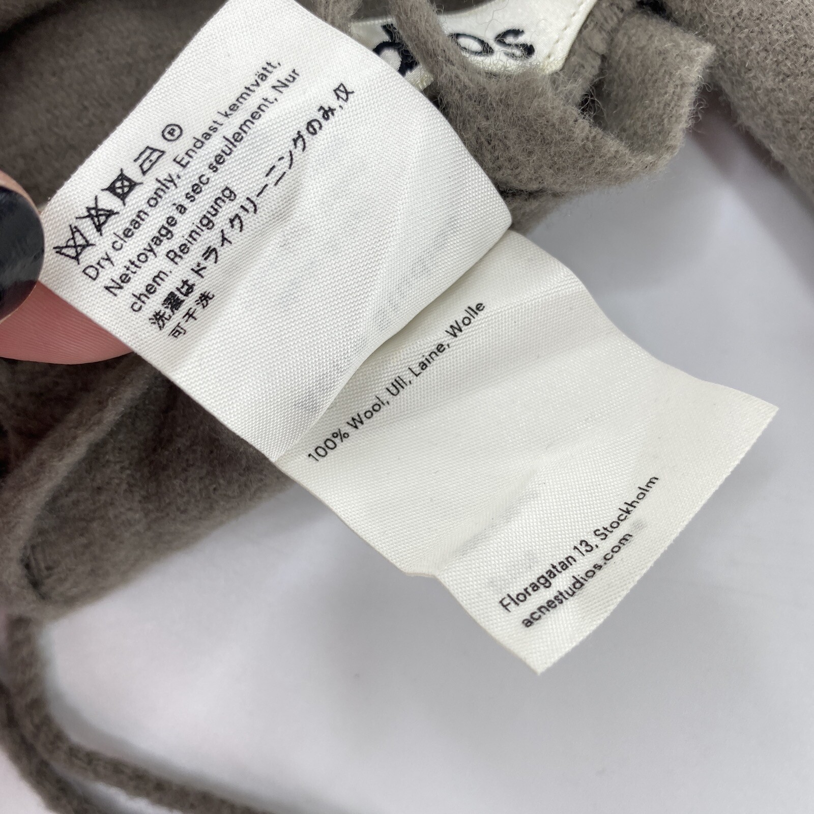 Acne Studios Made in Italy Virgin Wool Blanket Scarf Fringe Hem Brown