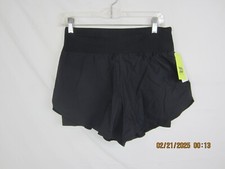 All in Motion Women's High Rise Woven 2 in 1 Run Shorts 3" Black Size M