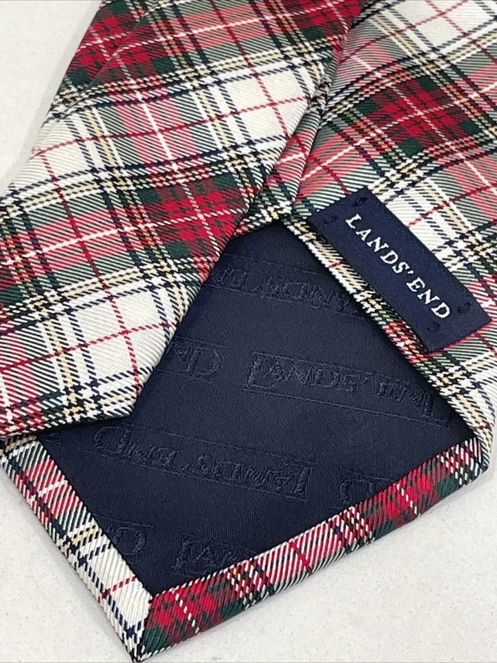 Corbata Lands End Navidad Colores 100% Seda Hecha en EE. UU. Clásica Envío Rápido Foto 4 de 4