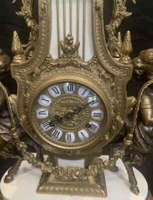 Imperial Italian Brevettato Garniture Mantel Clock & Candlebras