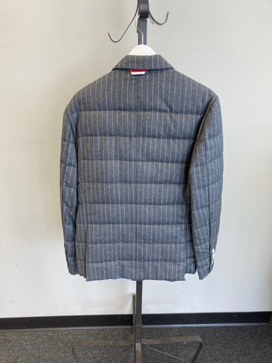 $2900 Moncler Gamme Bleu down filled pinstripe Blazer sz 1 $2900 Moncler Gamme Bleu down filled pinstripe Blazer sz 1