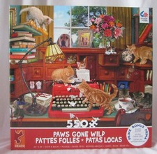 Ceaco PAWS GONE WILD Jigsaw Puzzle NEW 550 Pcs CATS IN DESK Playful Kittens 