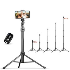 62" Camera Tripod Stand w/ Wireless Remote Selfie Stick Phone Holder for Selfies