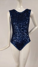 VINTAGE XS BLUE SEQUIN COSTUME BODY SUIT